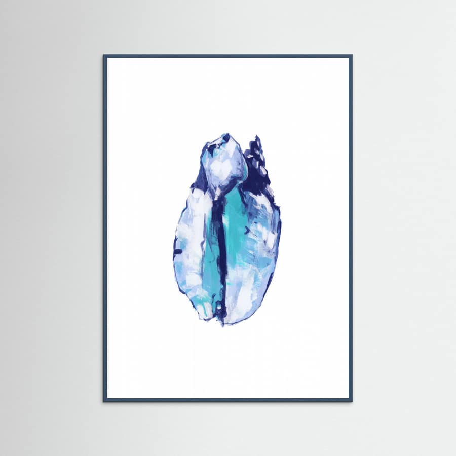 Blue Seashell On White Background No5 Poster – Poster und Kunstdruck