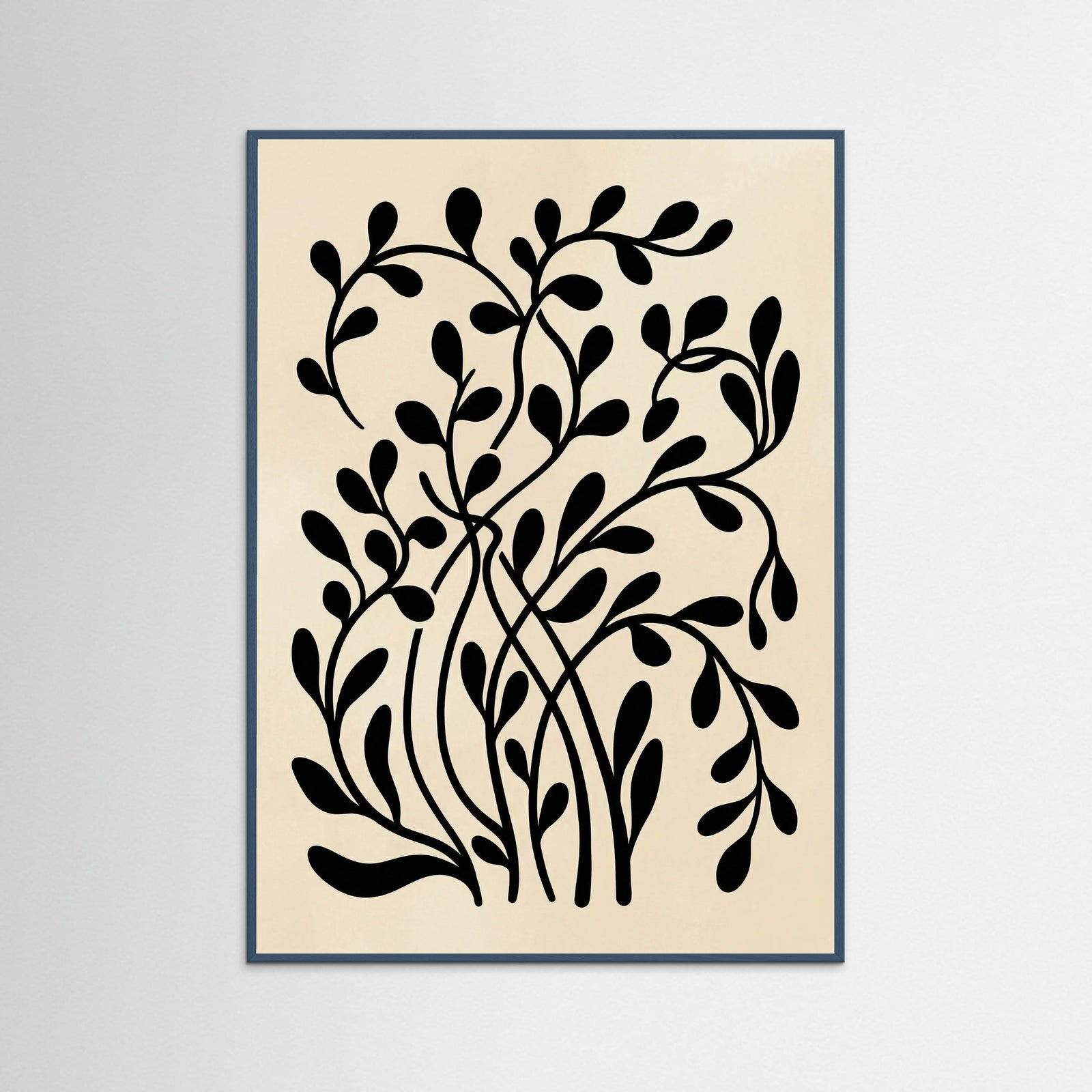 Teal Wood Botanical Silhouette Black