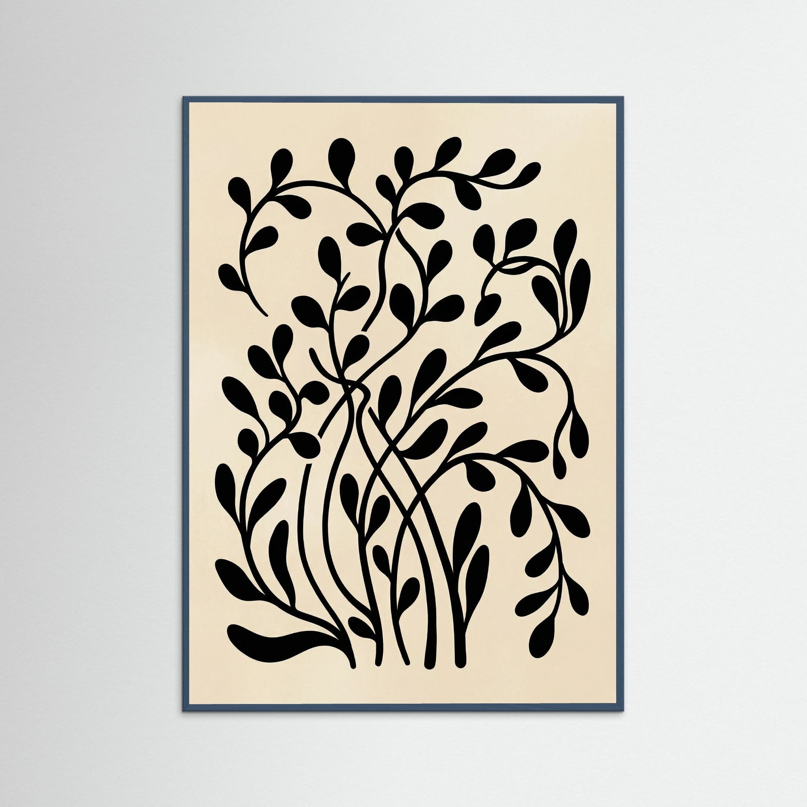 Teal Wood Botanical Silhouette Black