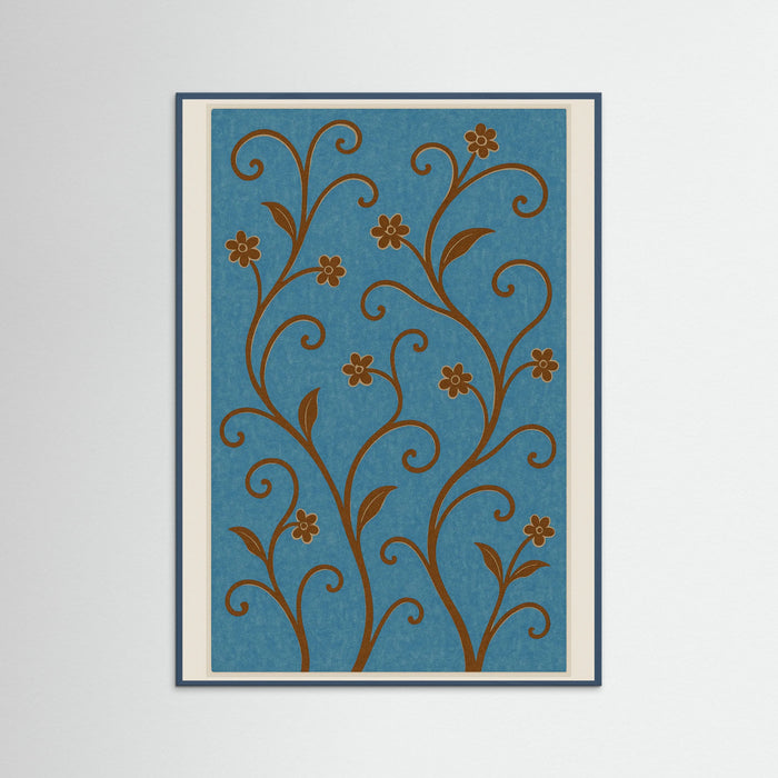 Teal Wood Botanical Vines