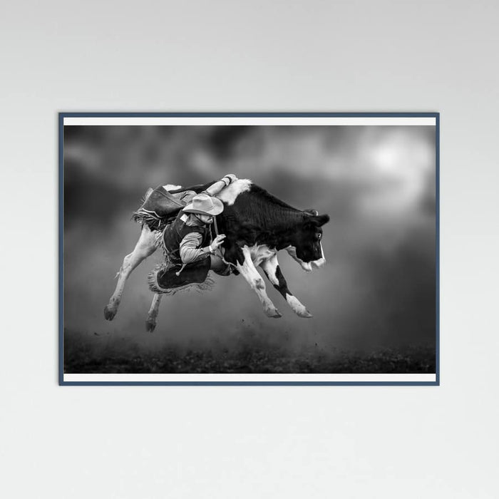 Teal Wood Bucking Calf Ride Poster