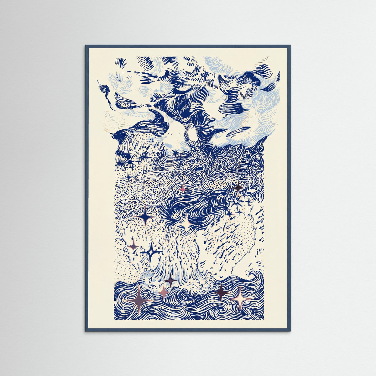 Teal Wood Celestial Swirls