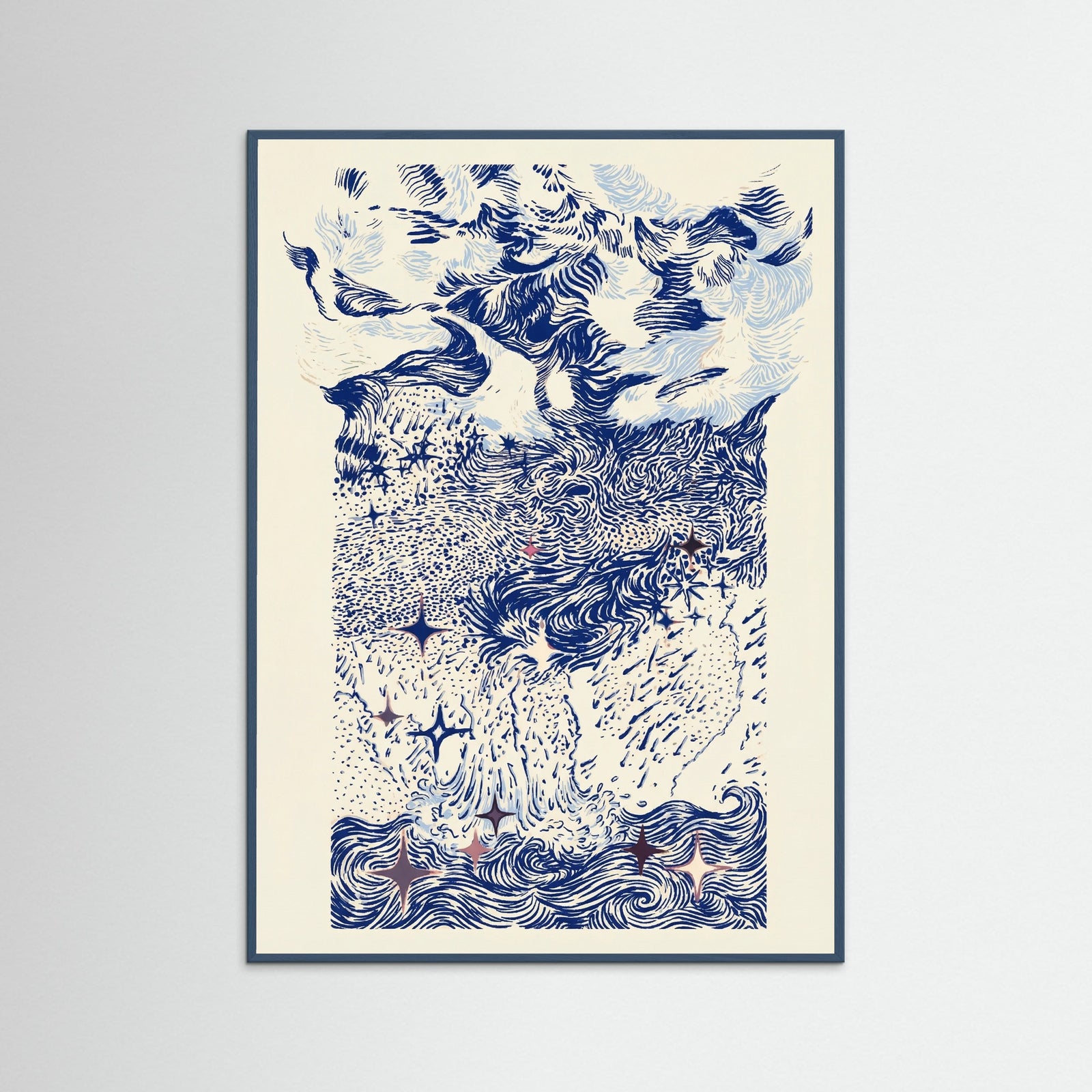 Teal Wood Celestial Swirls