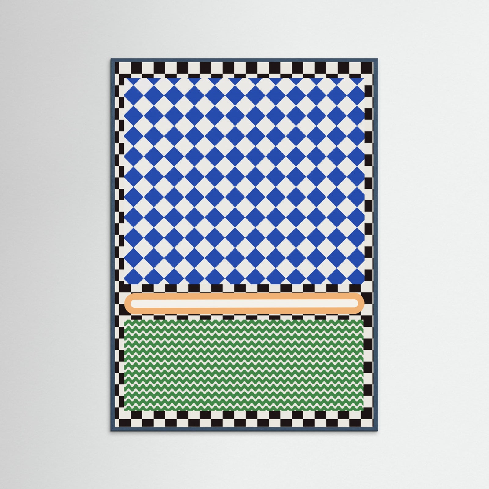Teal Wood Checkered Rothko Inspiration Poster