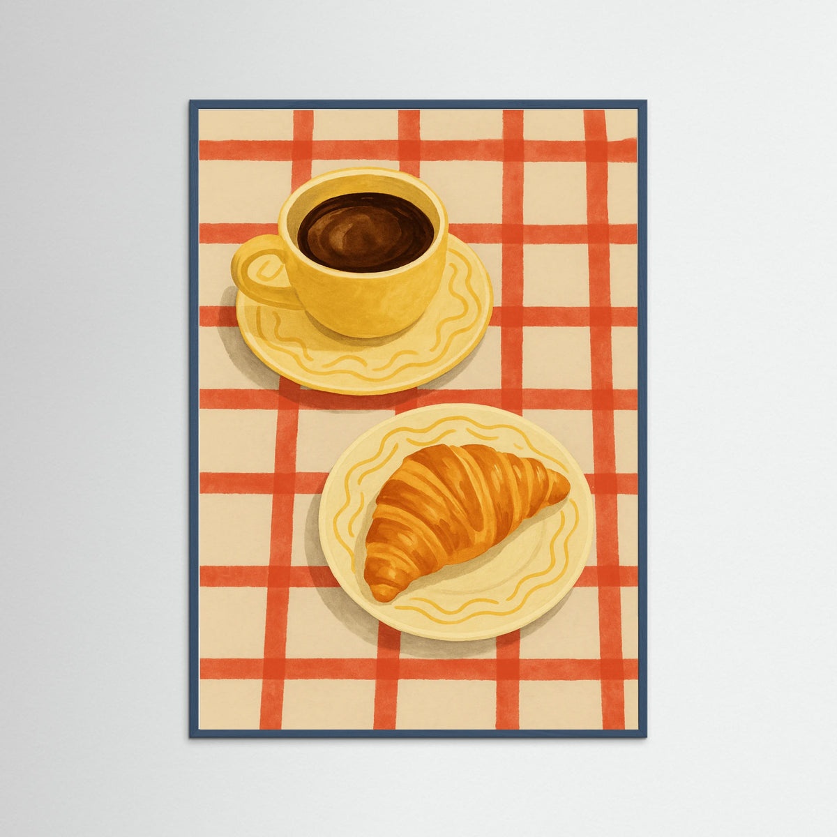 Teal Wood Coffee and Croissant