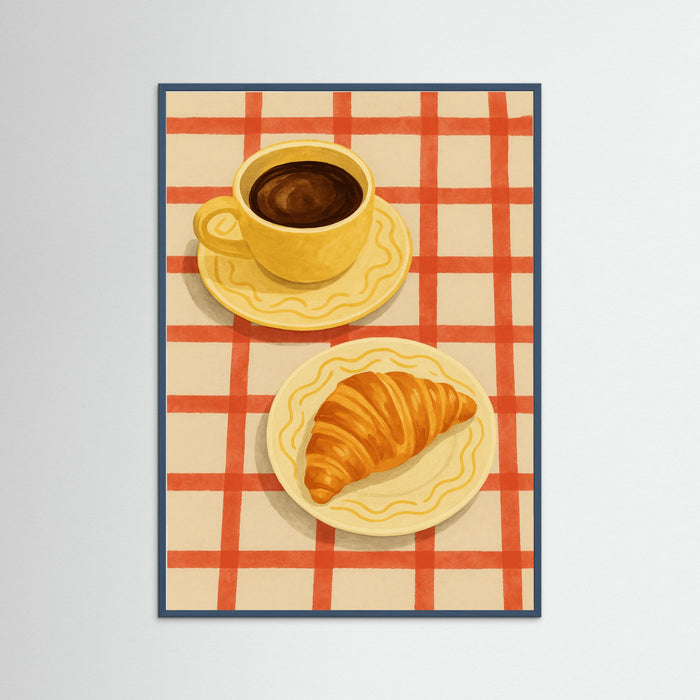 Teal Wood Coffee and Croissant