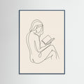 Teal Wood Contemplative Line Portrait