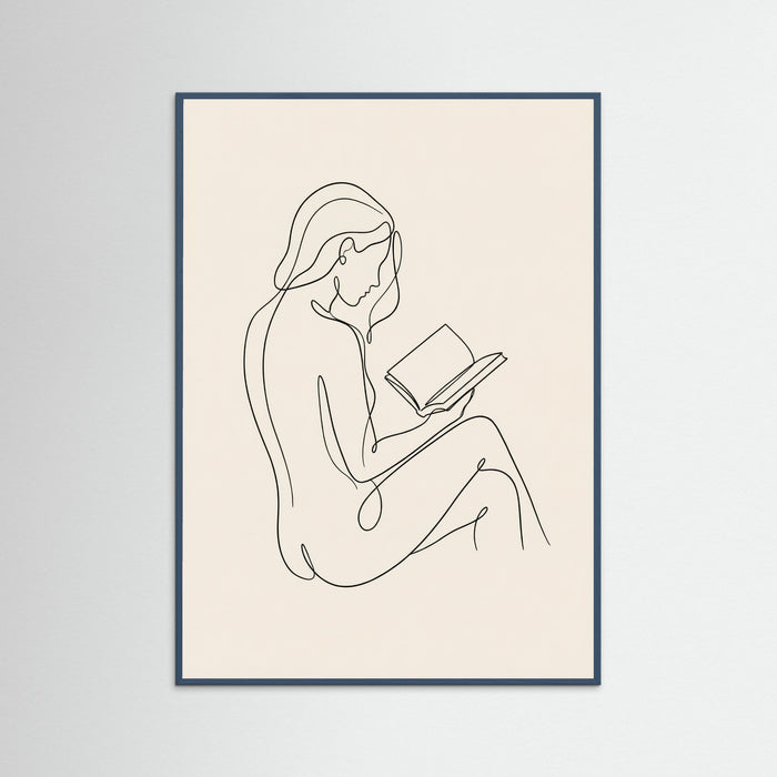 Teal Wood Contemplative Line Portrait