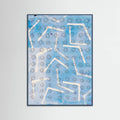 Teal Wood Contemporary Abstract In White and Blue Poster