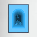 Teal Wood Cool Desert Night Poster