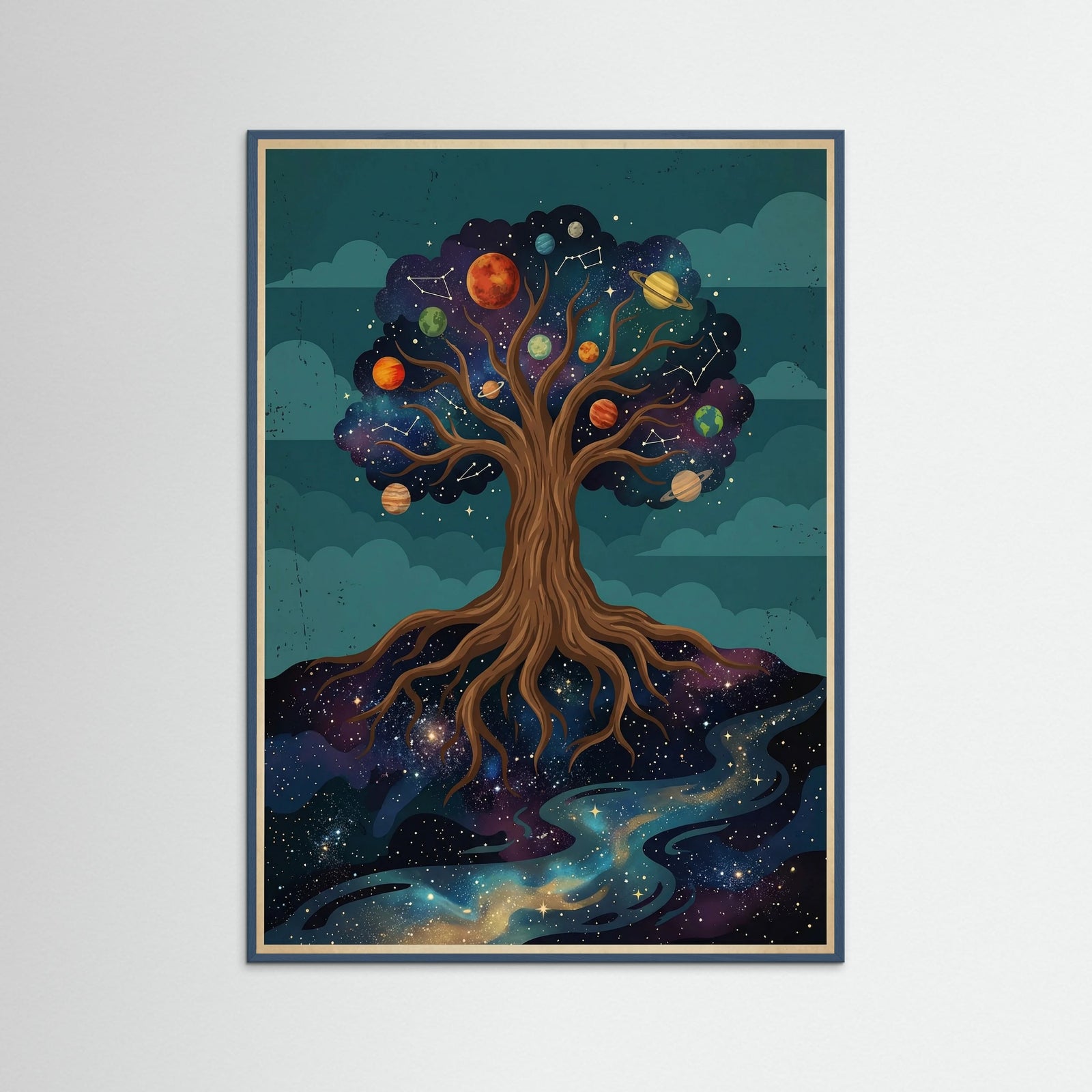Teal Wood Cosmic Serenity