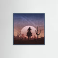 Teal Wood Cowboy Sunset Poster