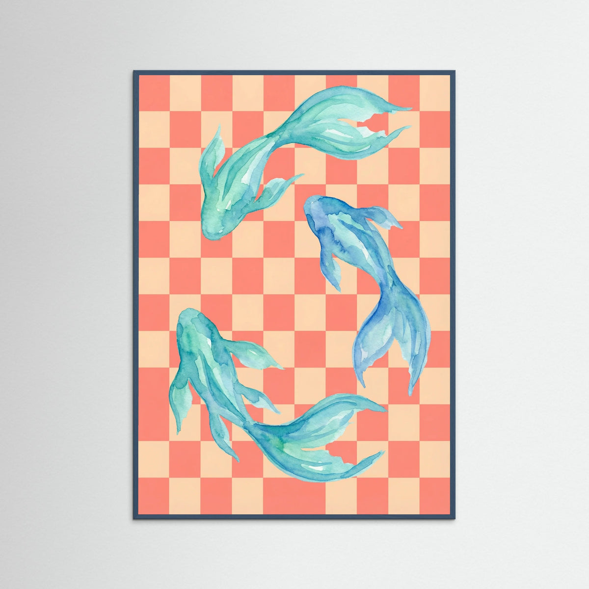 Teal Wood Crimson Bloom Grid