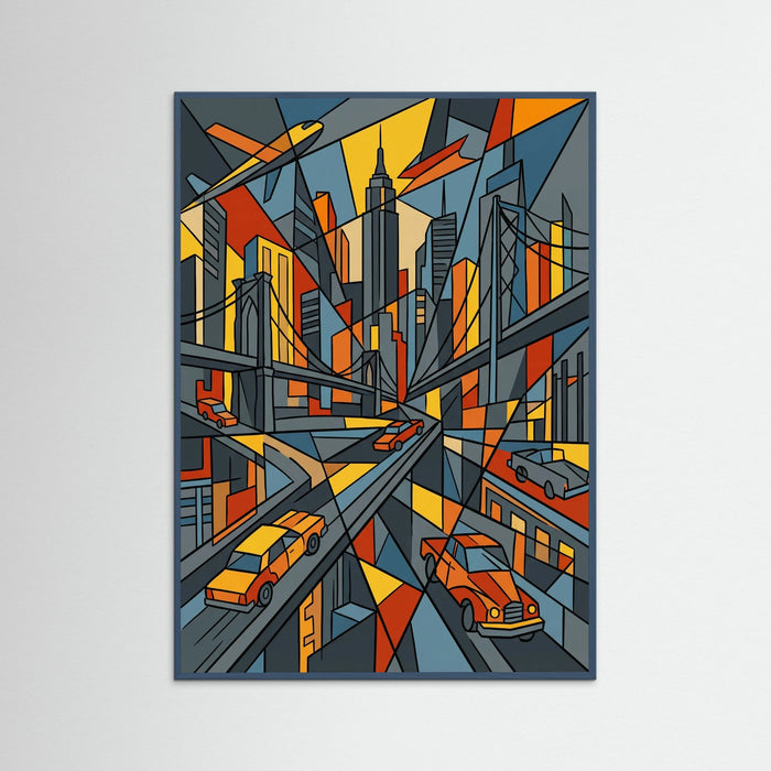 Teal Wood Cubist Contemplation