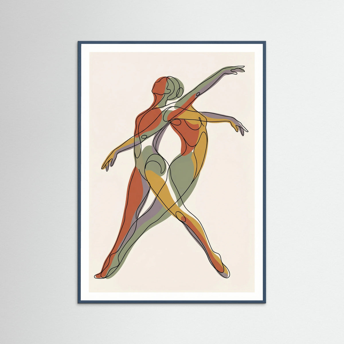 Teal Wood Cubist Contour Faces