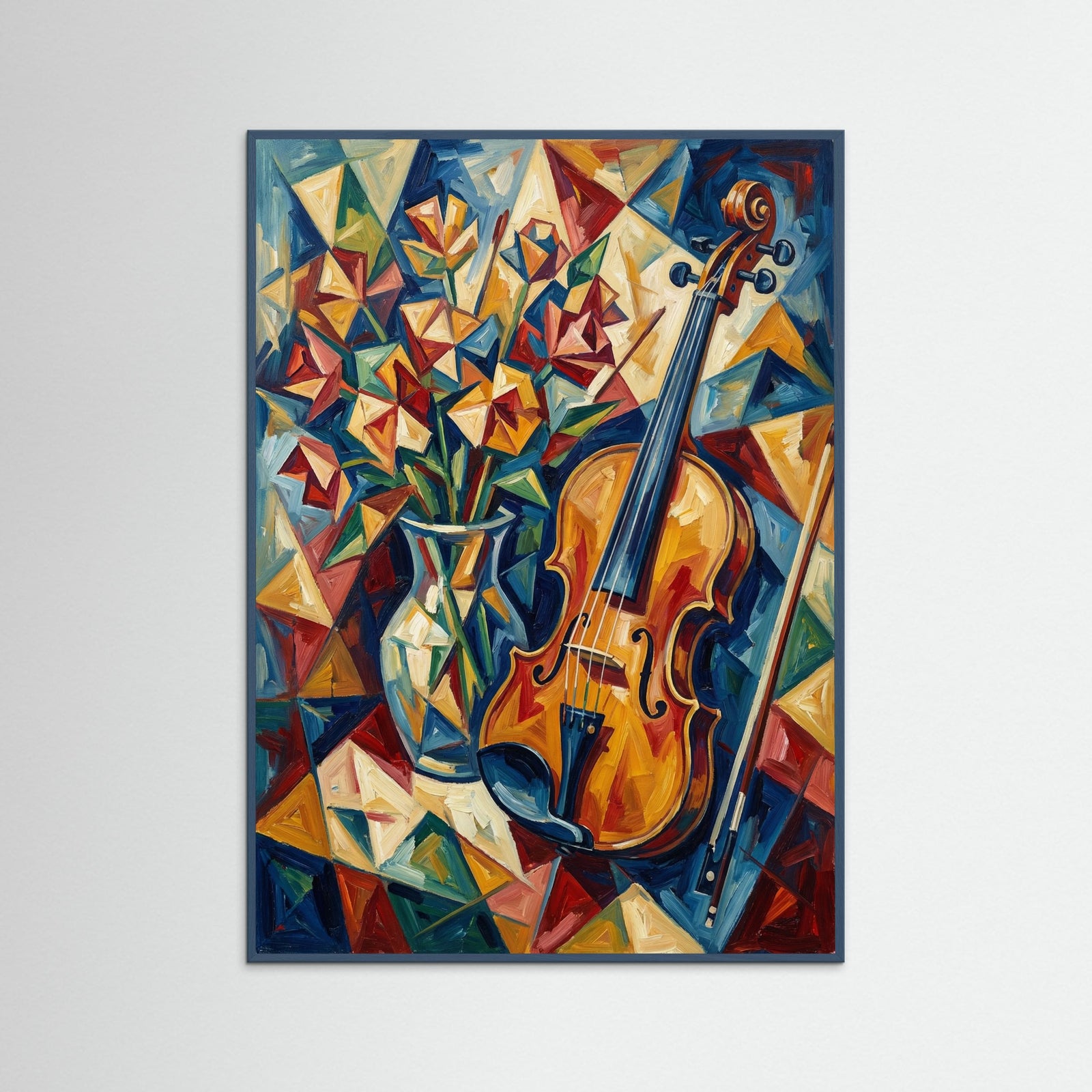 Teal Wood Cubist Figure