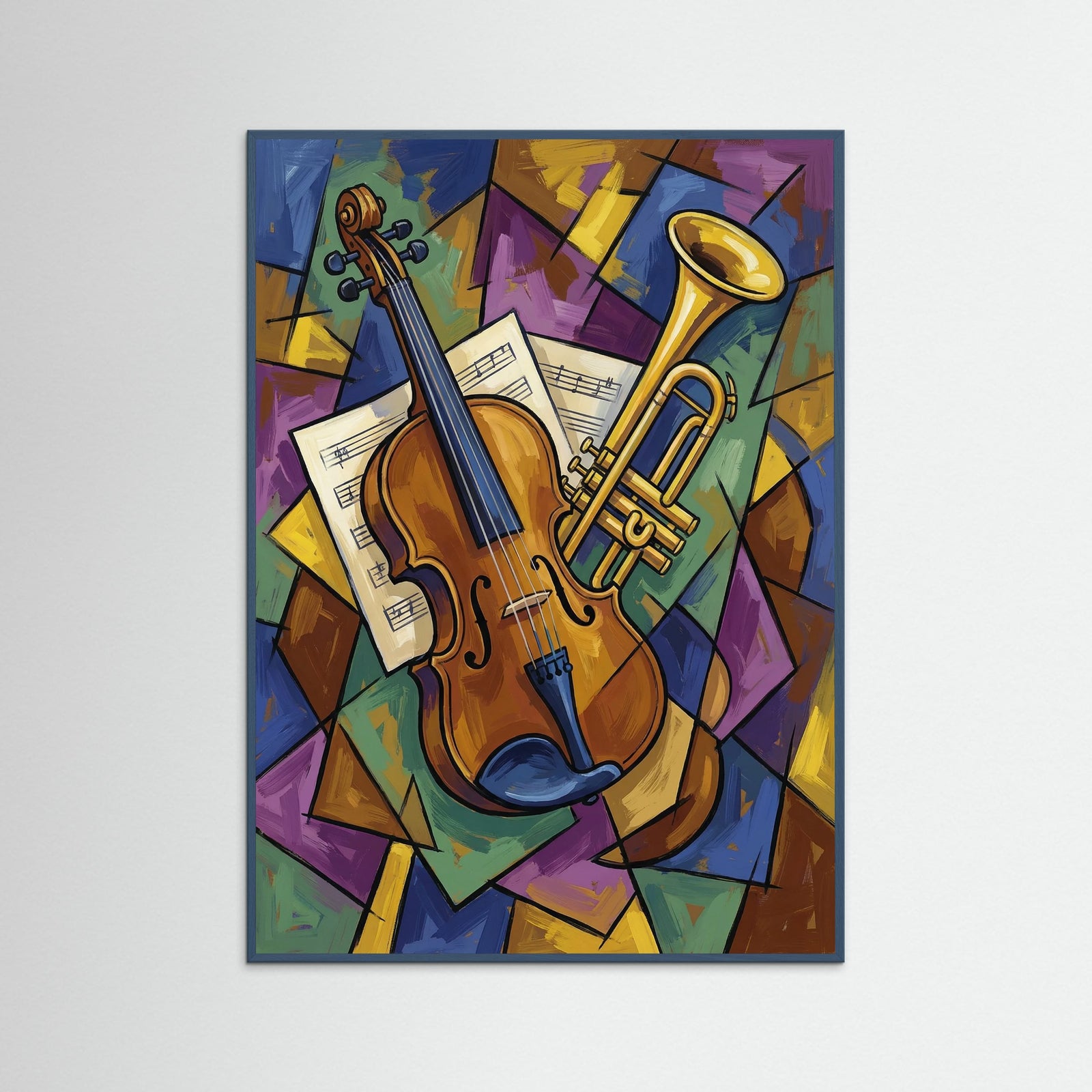 Teal Wood Cubist Woman