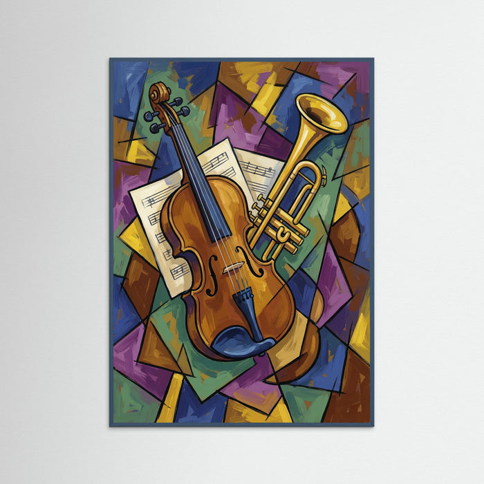 Teal Wood Cubist Woman