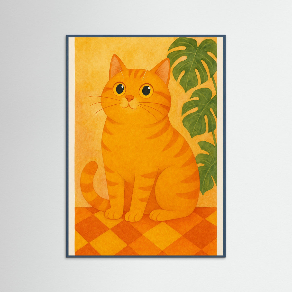 Teal Wood Curious Cat