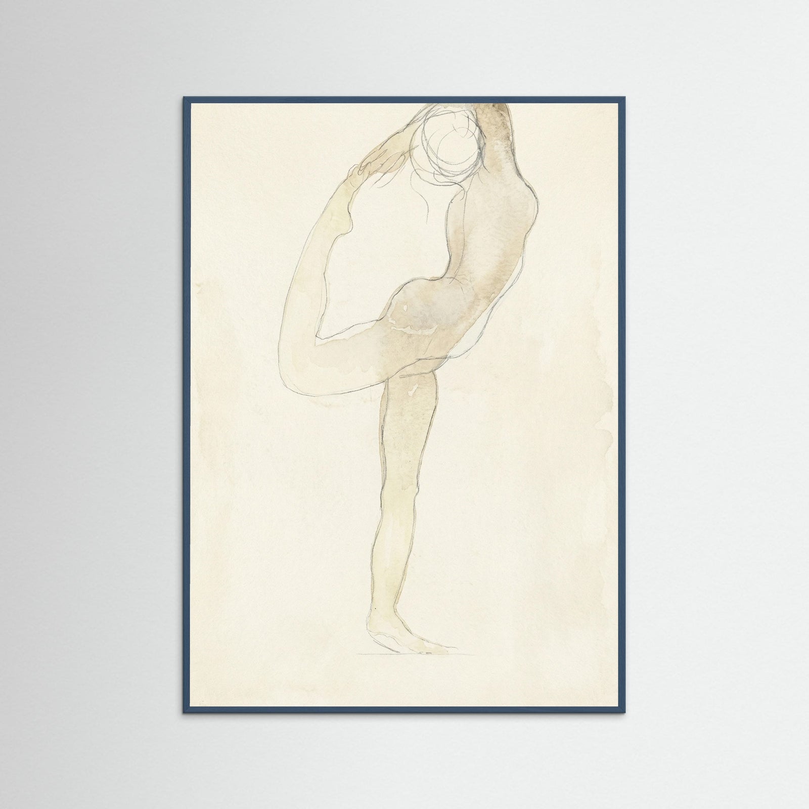 Teal Wood Dancing Figure Sketch