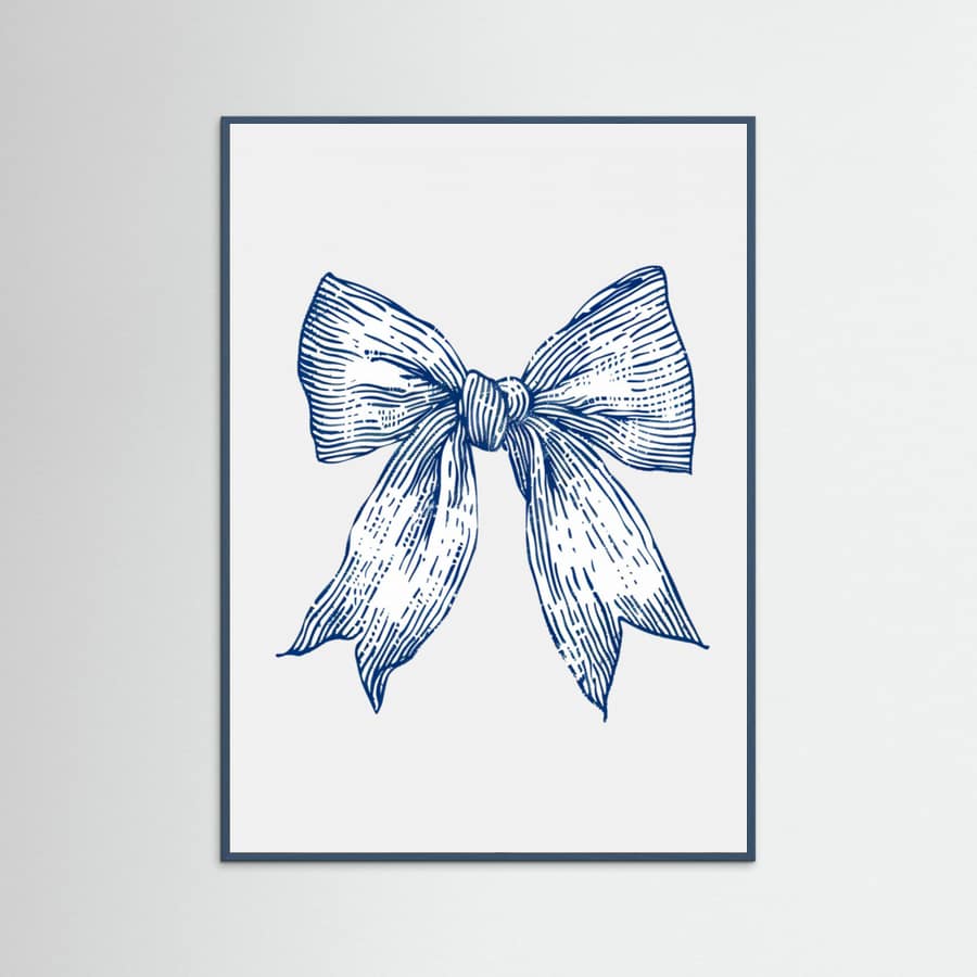 Affiche Dark Blue Coastal Striped Bow – affiche et impression d’art