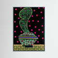 Teal Wood Dark Night Cactus Poster