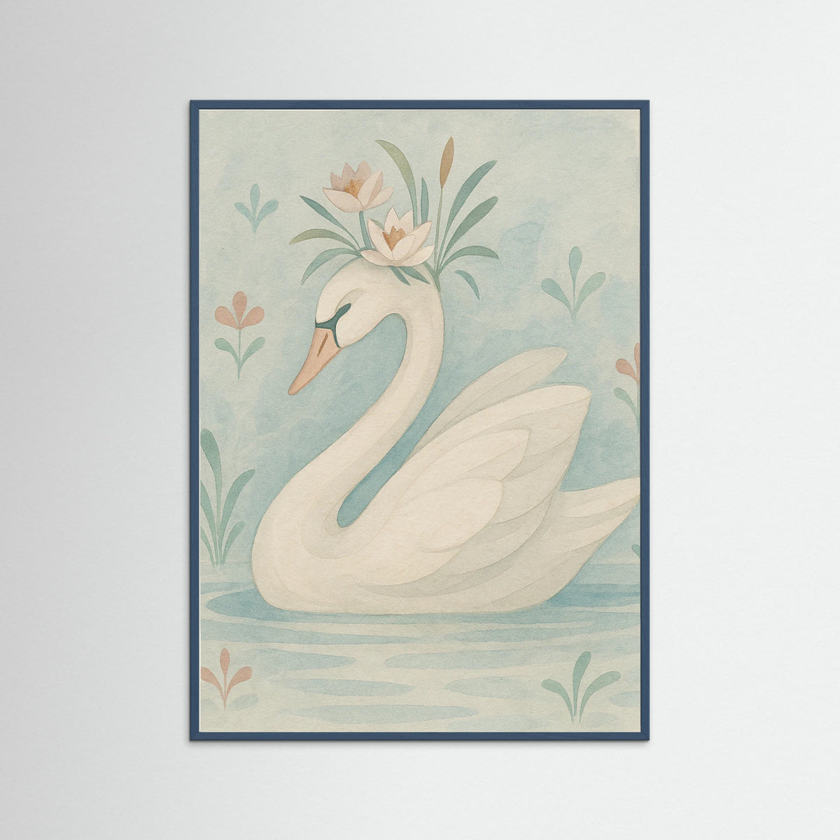 Teal Wood Delicate Swan