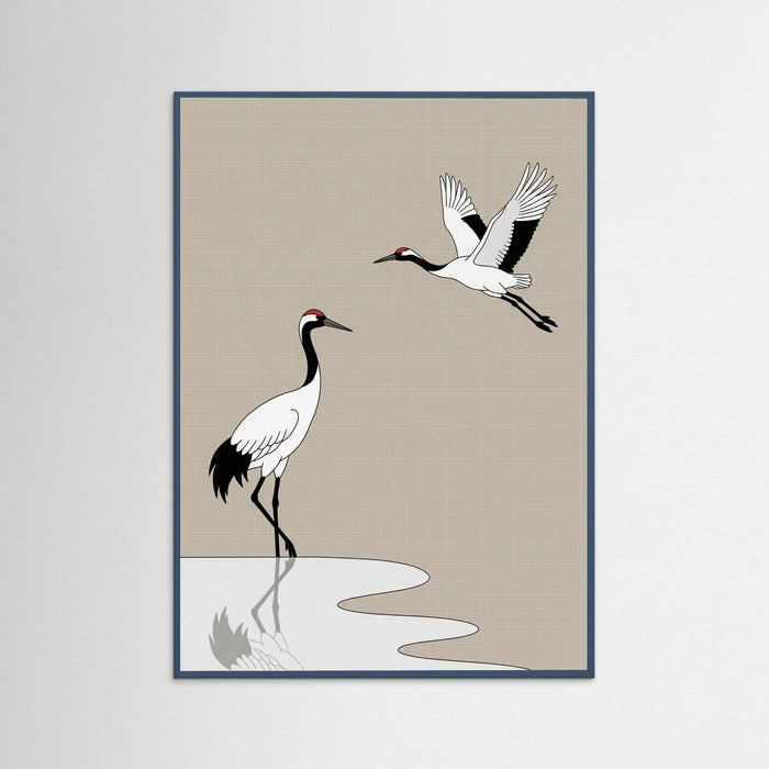 Teal Wood Elegant Cranes