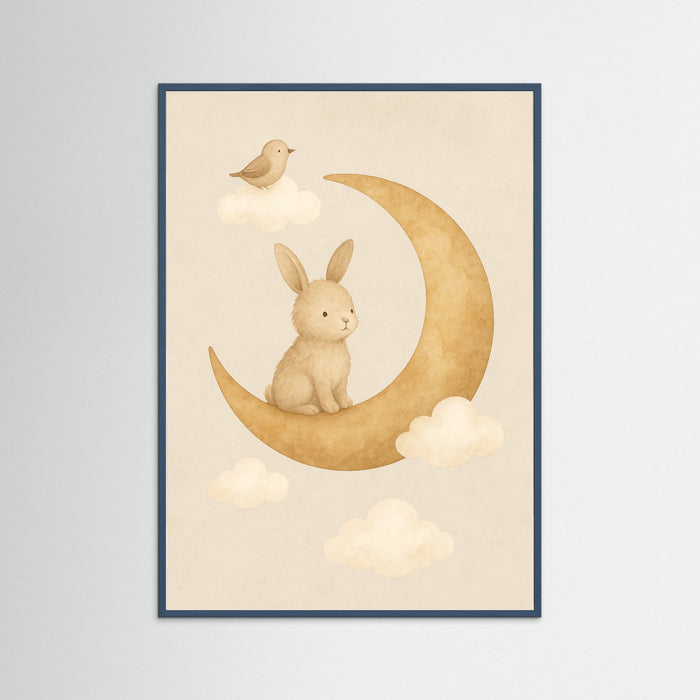 Teal Wood Elephant on Moon