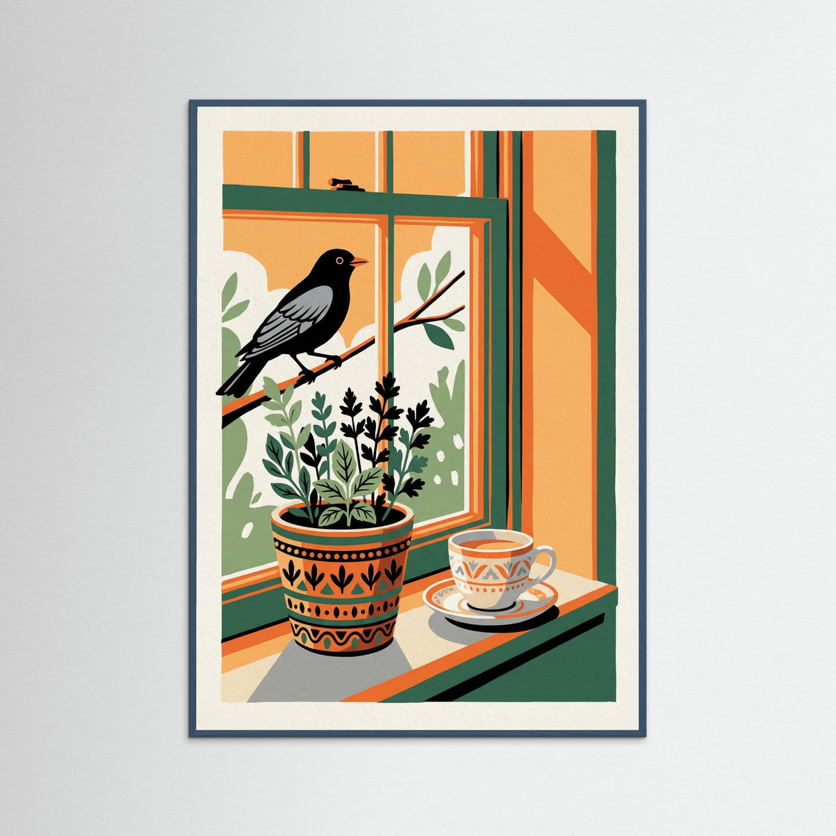 Teal Wood Feline Tea Time