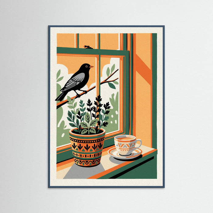 Teal Wood Feline Tea Time