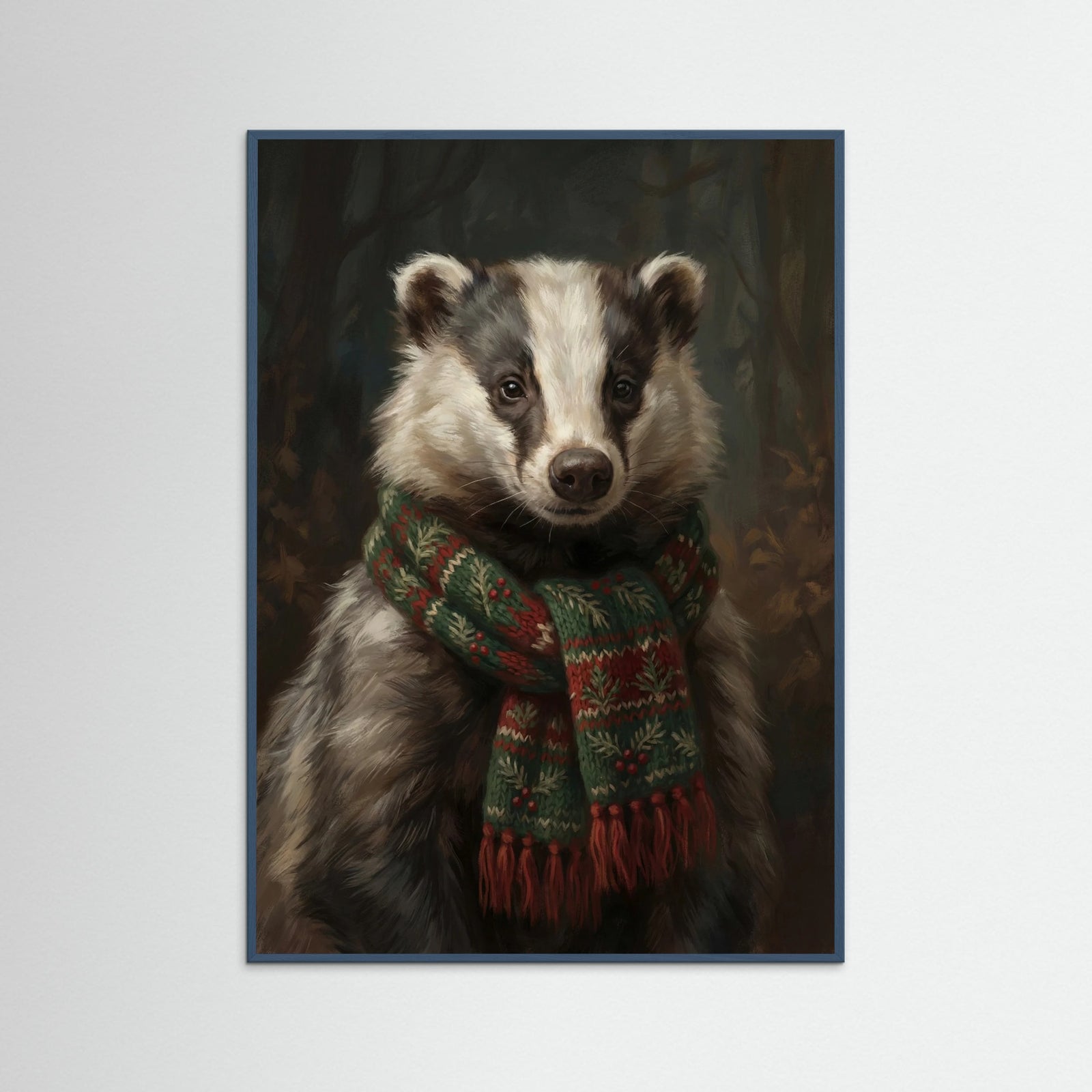 Teal Wood Festive Fowl Portrait