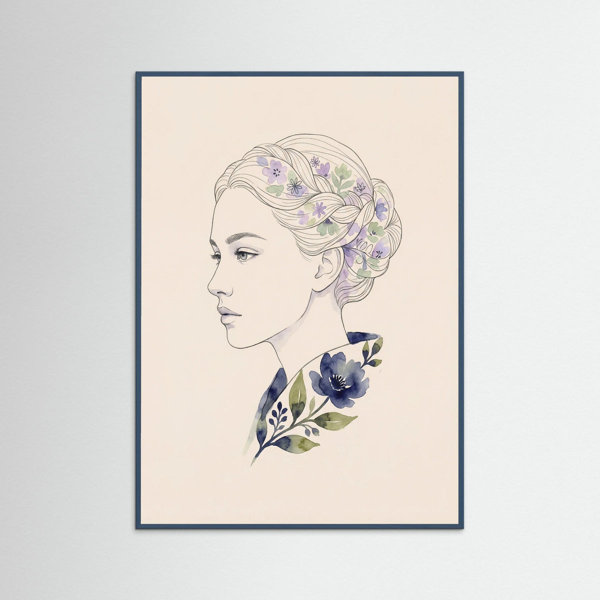 Teal Wood Floral Contemplation