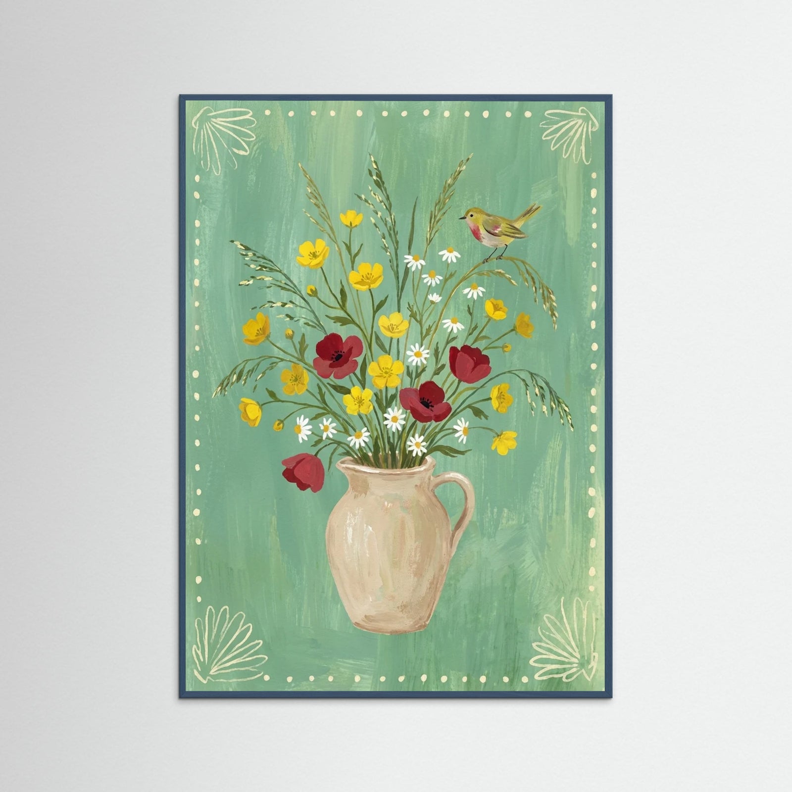 Teal Wood Floral Embrace