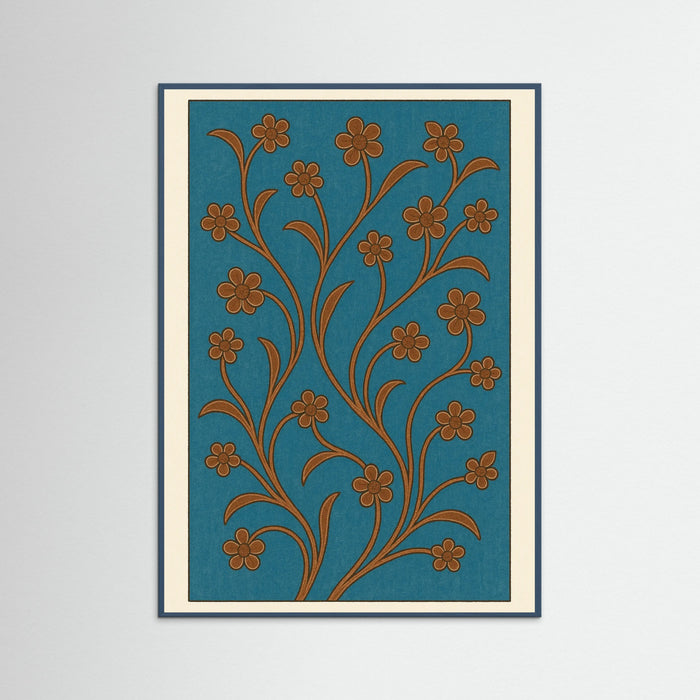 Teal Wood Floral Patterns