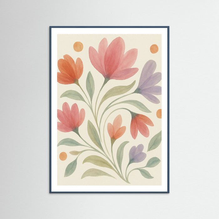 Teal Wood Floral Symphony