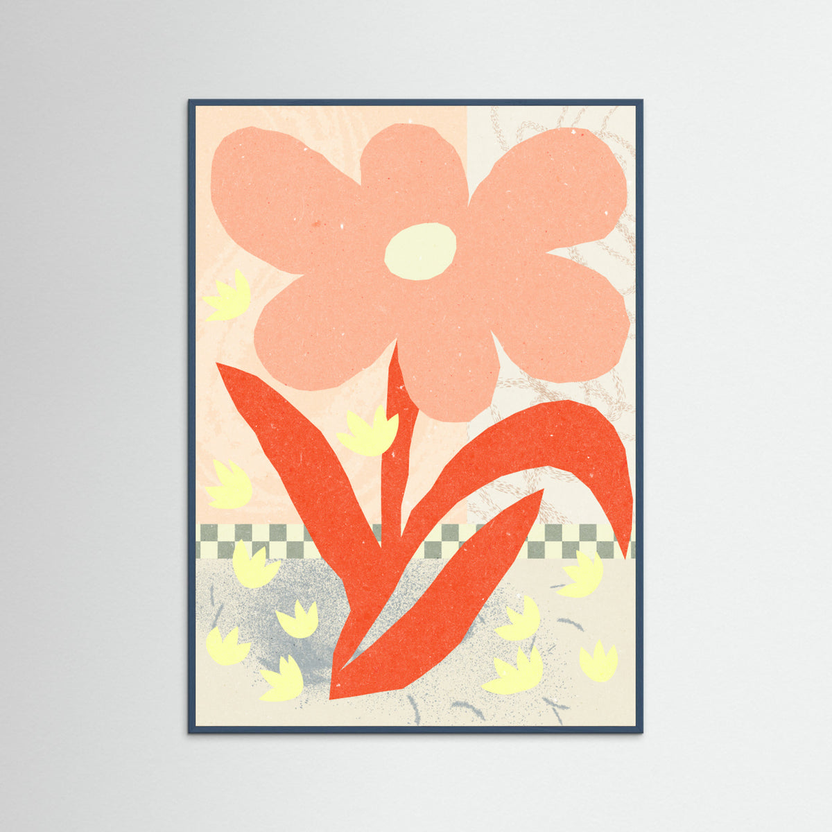 Teal Wood Flowers Composition 1 Poster