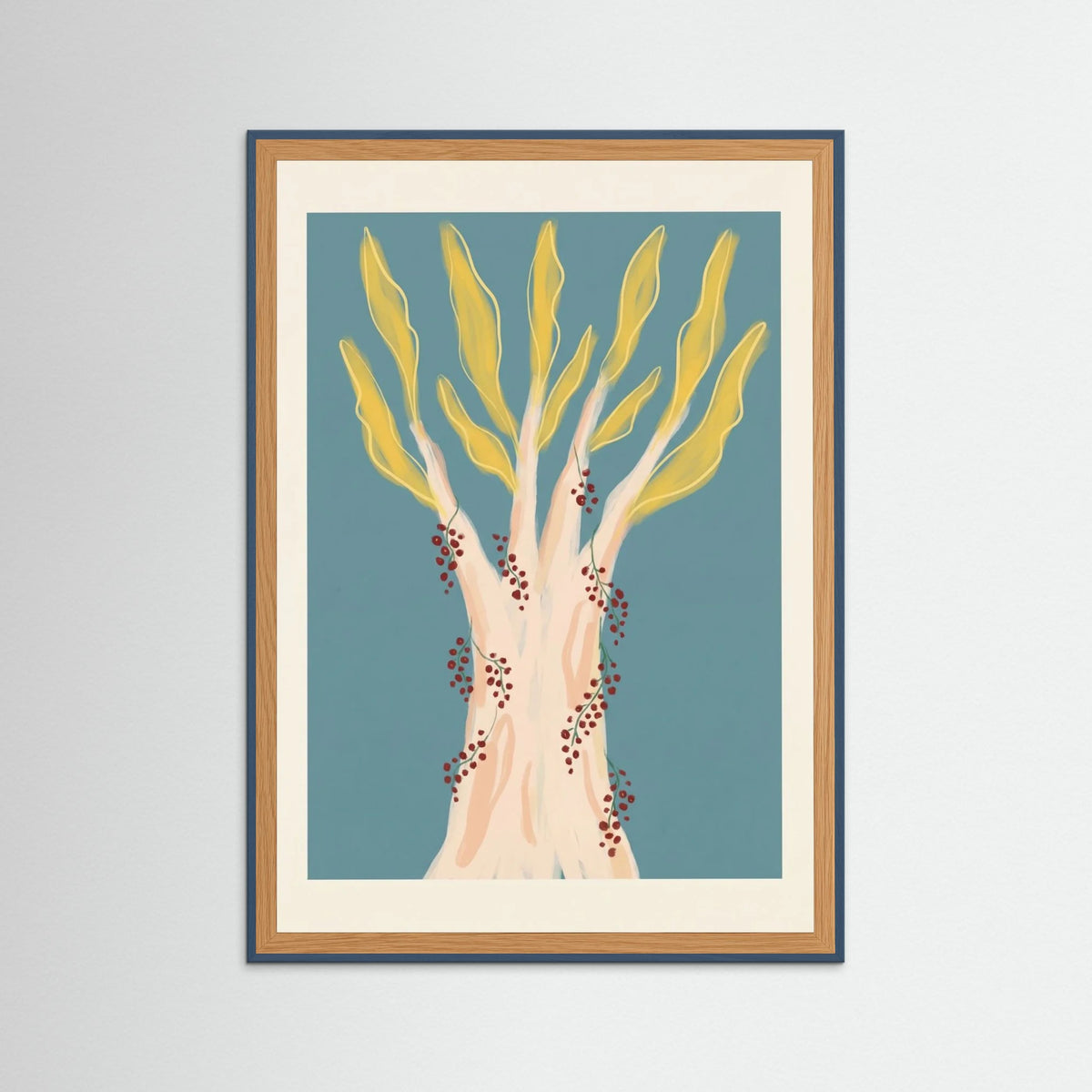 Teal Wood Fountain Flora Burst