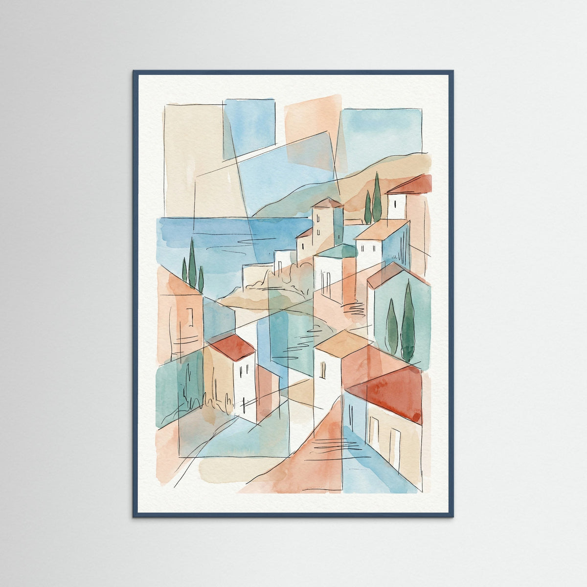 Teal Wood Fragmented Mediterranean View