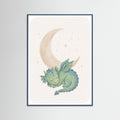 Teal Wood Friendly Dino Moon