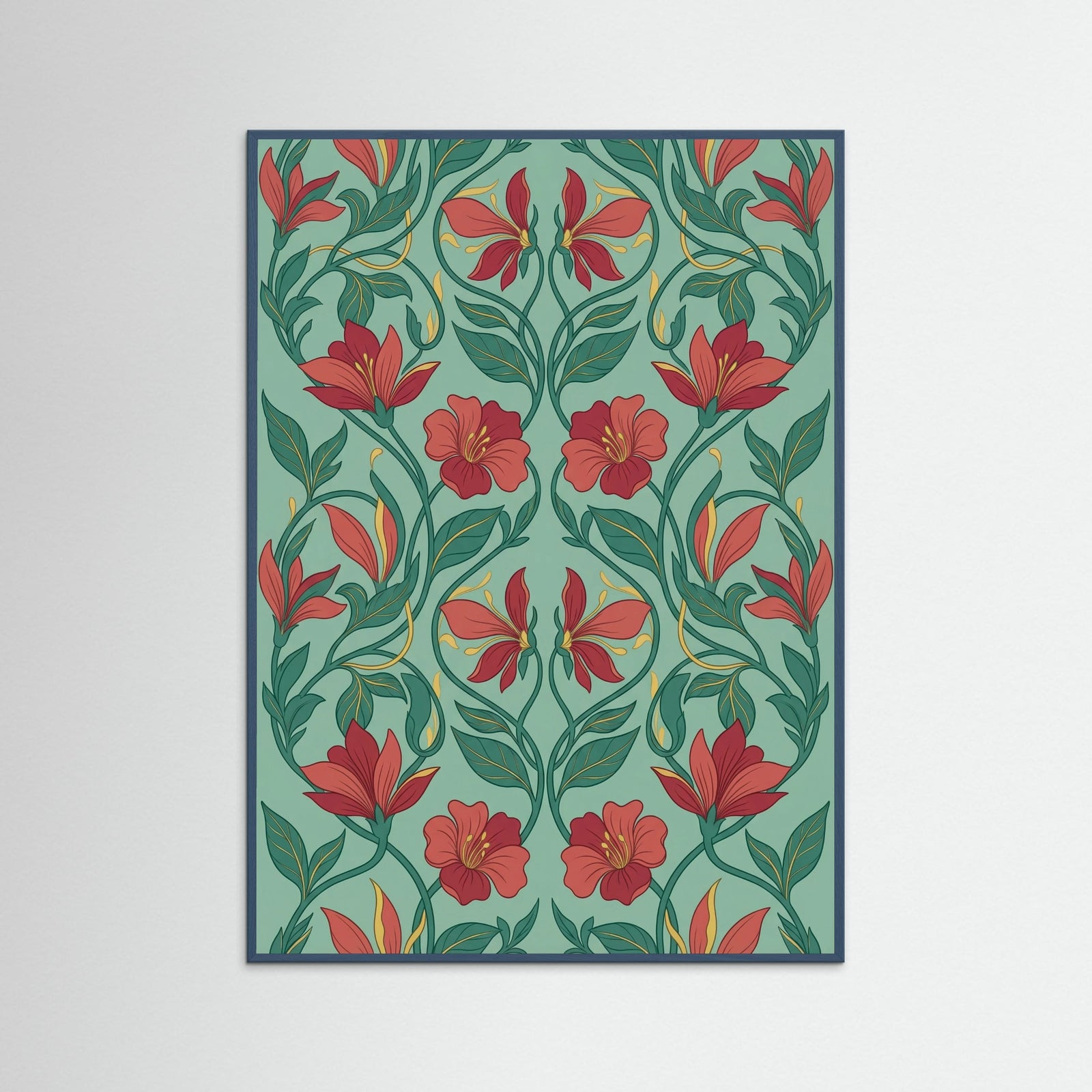 Teal Wood Fruitful Pattern