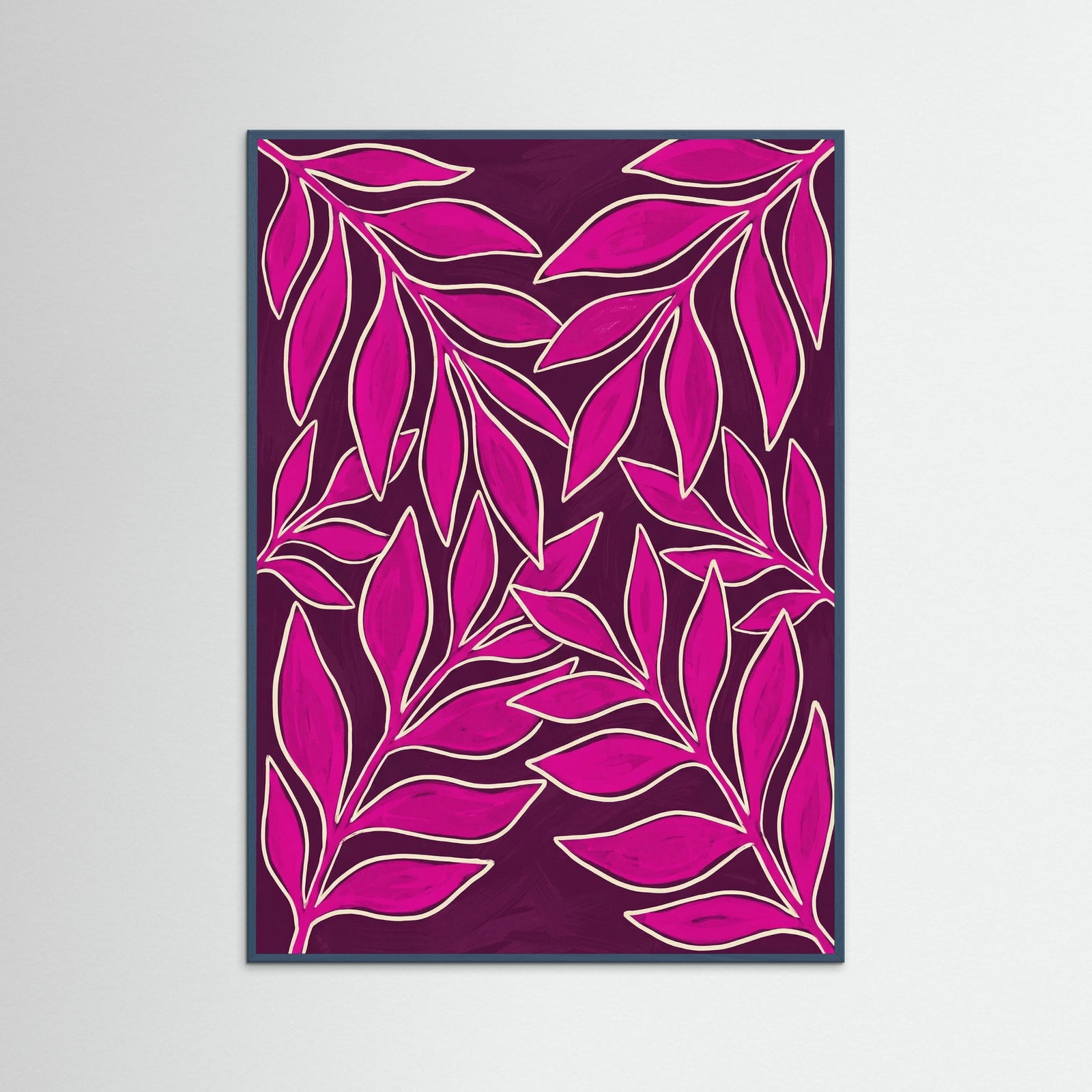 Teal Wood Fuchsia Blooms