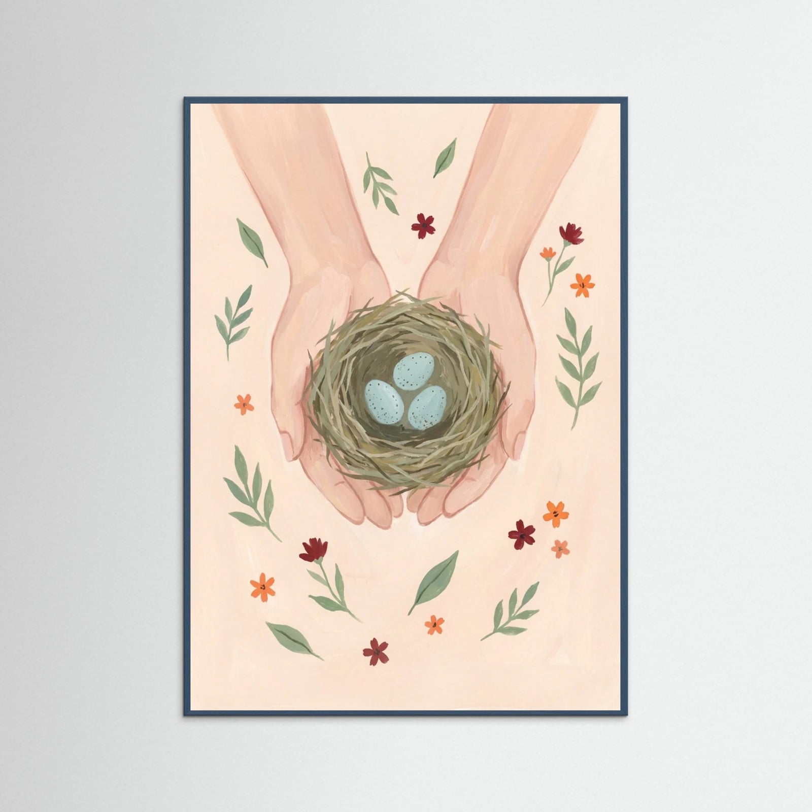 Teal Wood Gentle Blooms