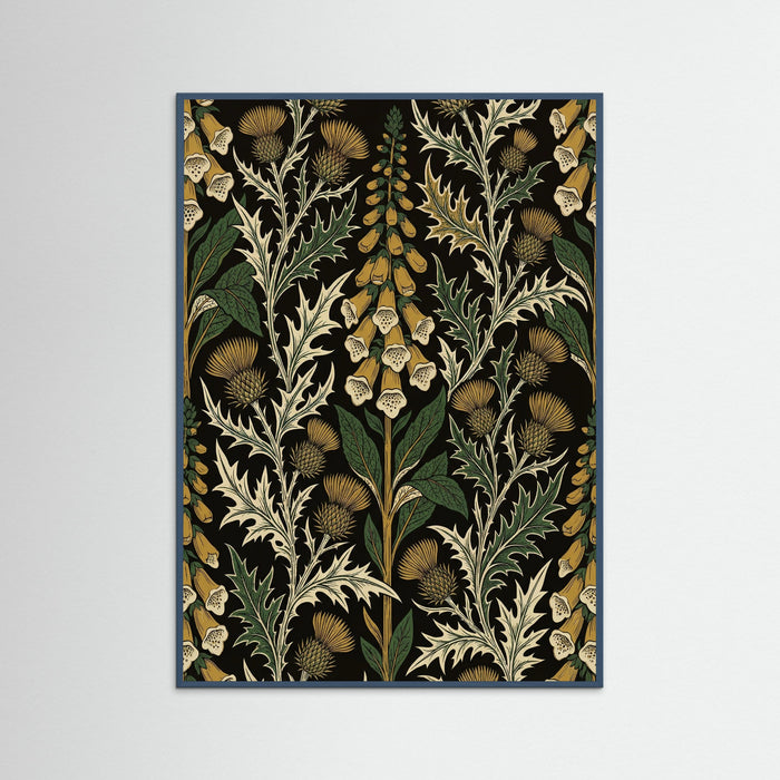 Teal Wood Golden Chrysanthemum Bloom