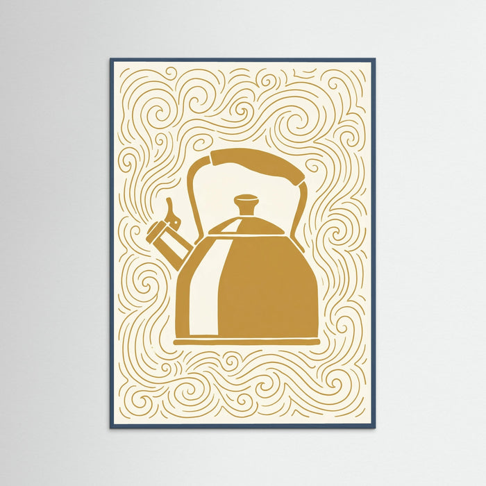 Teal Wood Golden Moka Pot