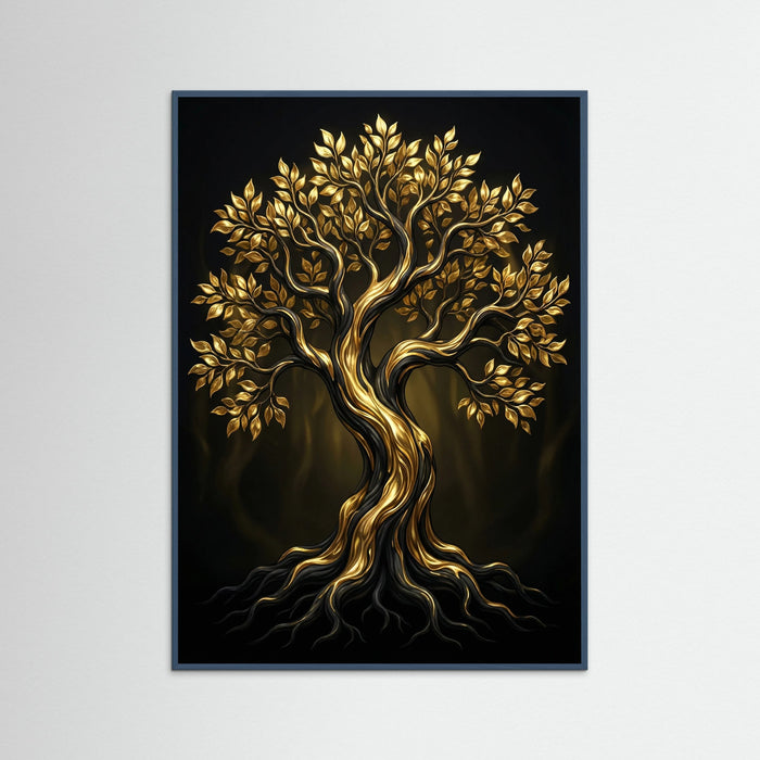 Teal Wood Golden Serenity