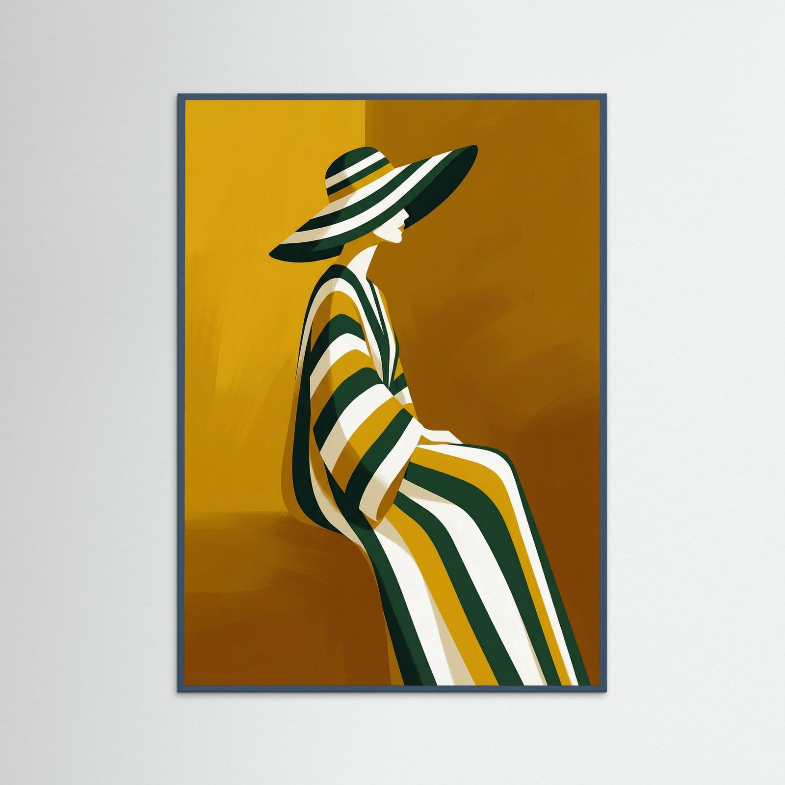 Teal Wood Golden Striped Silhouette