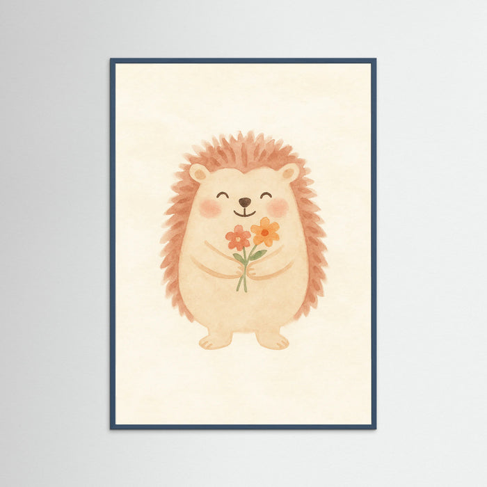 Teal Wood Happy Hedgehog