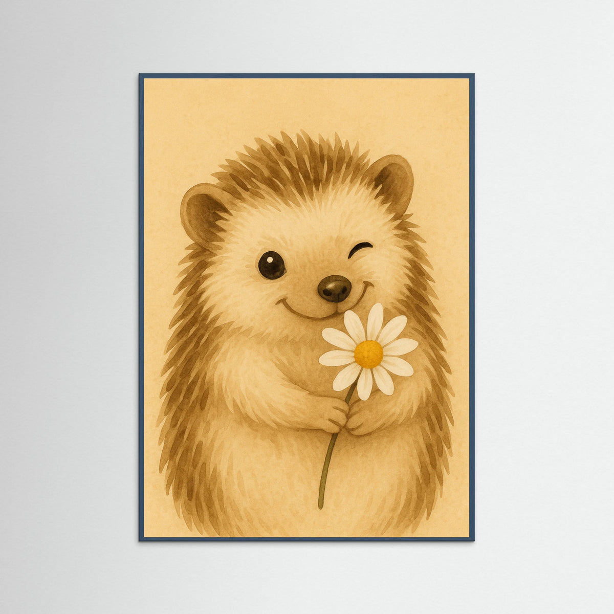 Teal Wood Hedgehog With Flower