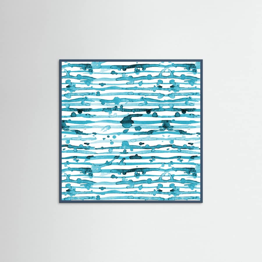 Póster Indigo Teal Line Splatter Watercolor – póster e impresión artística